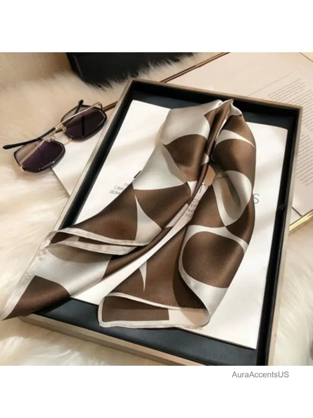 100% Mulberry Silk Square Scarf for Women - Versatile Neckerchief Headscarf